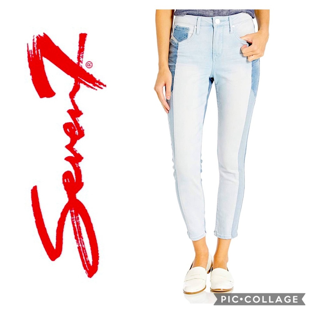 Seven7 Women’s Two-Tone Light Wash Ankle Jeans Sz 20